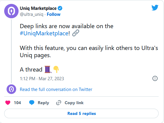 Annonce Twitter deep links